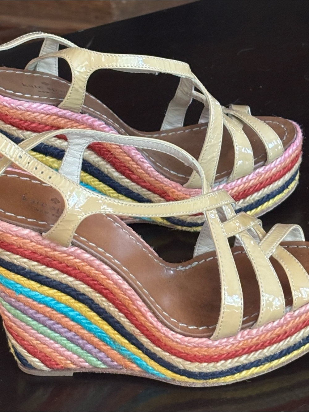 Kate Spade New York Lindsay Rainbow Striped Espadrille Wedge Sandle